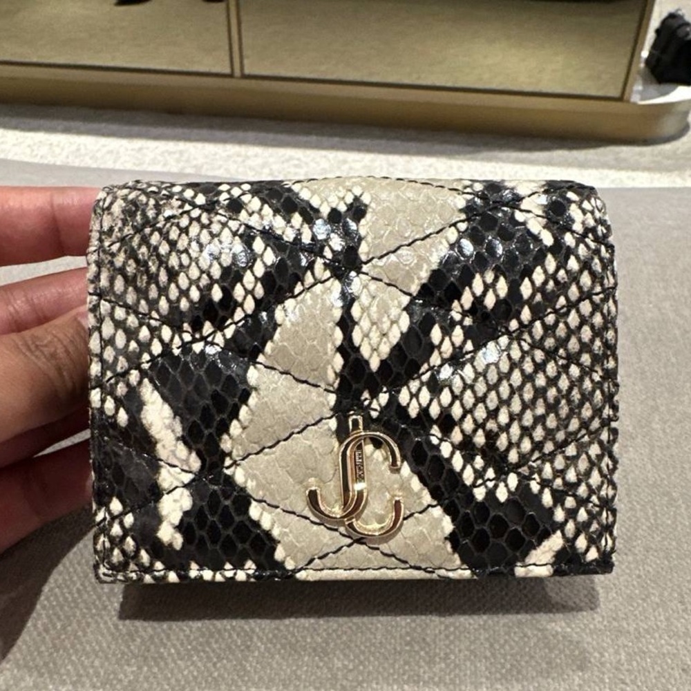 Jimmy Choo Black and Cream Snakeskin Wallet